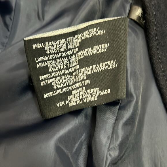 New Nine West navy double breasted wool blend collared button up pea coat 14 - Picture 7 of 13